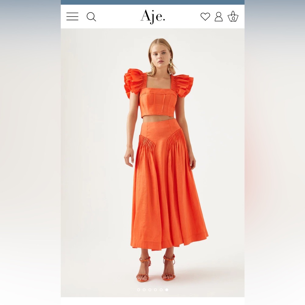Aje NWT Set - Yves MIDI Skirt and Imagination Frill sleeve top - SIZE US6/UK 10